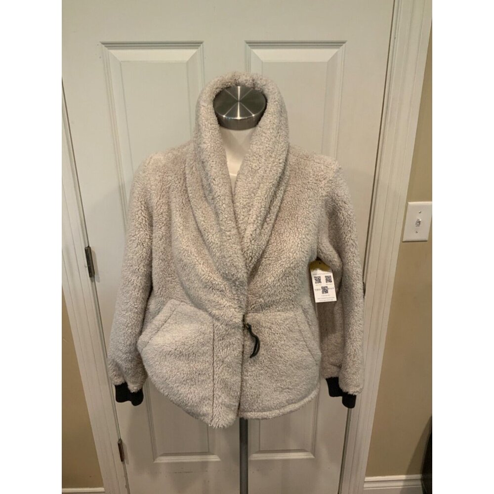 REI Oatmeal Fuzzy Fleece Zip-Up Jacket, Size Small